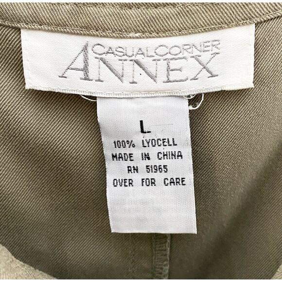 Casual Corner Annex Women's Khaki Overall Apron Maxi Dress Jumper Hook Straps L - Picture 7 of 8